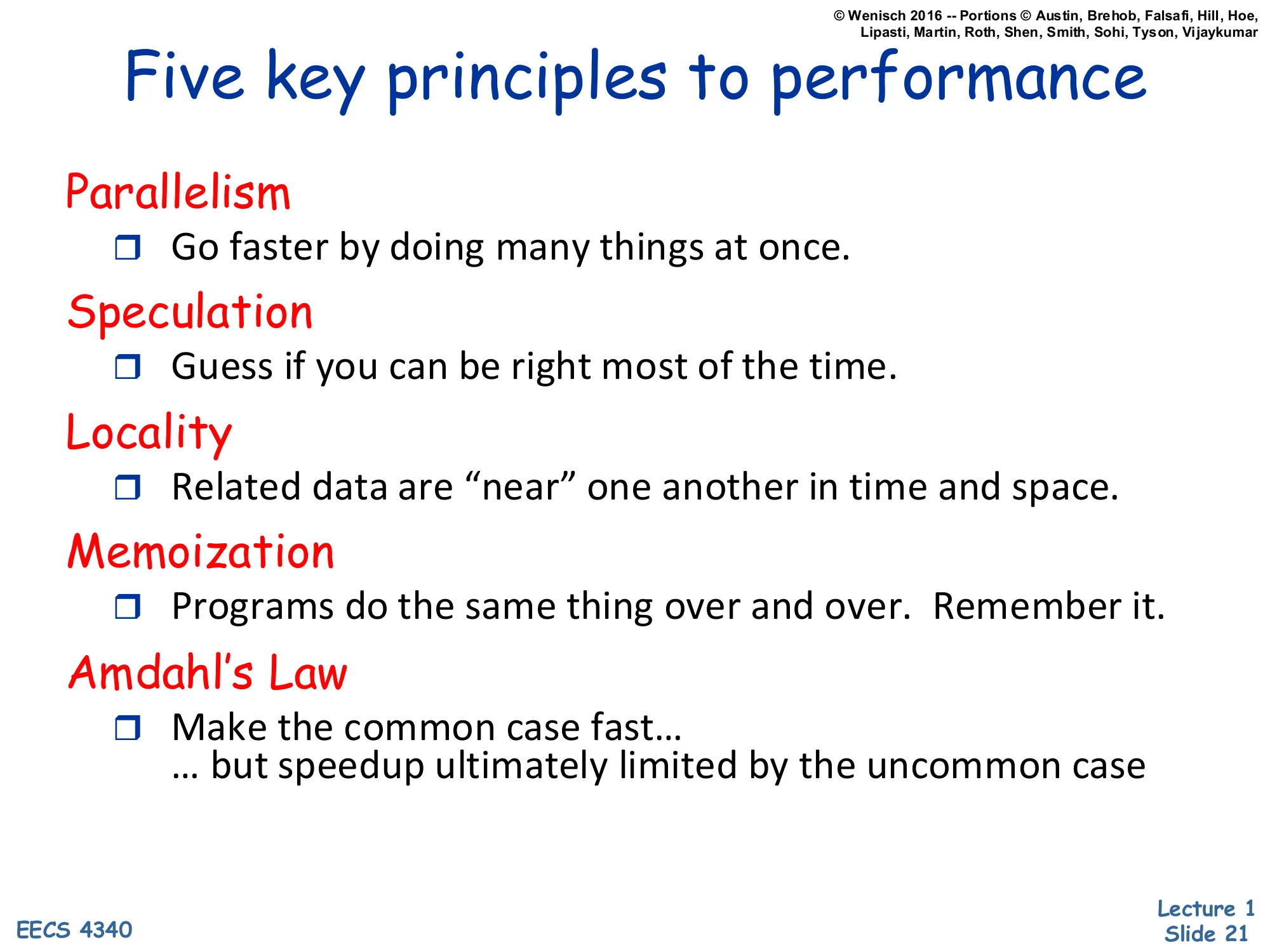 Five key principles to performance (slide 21)