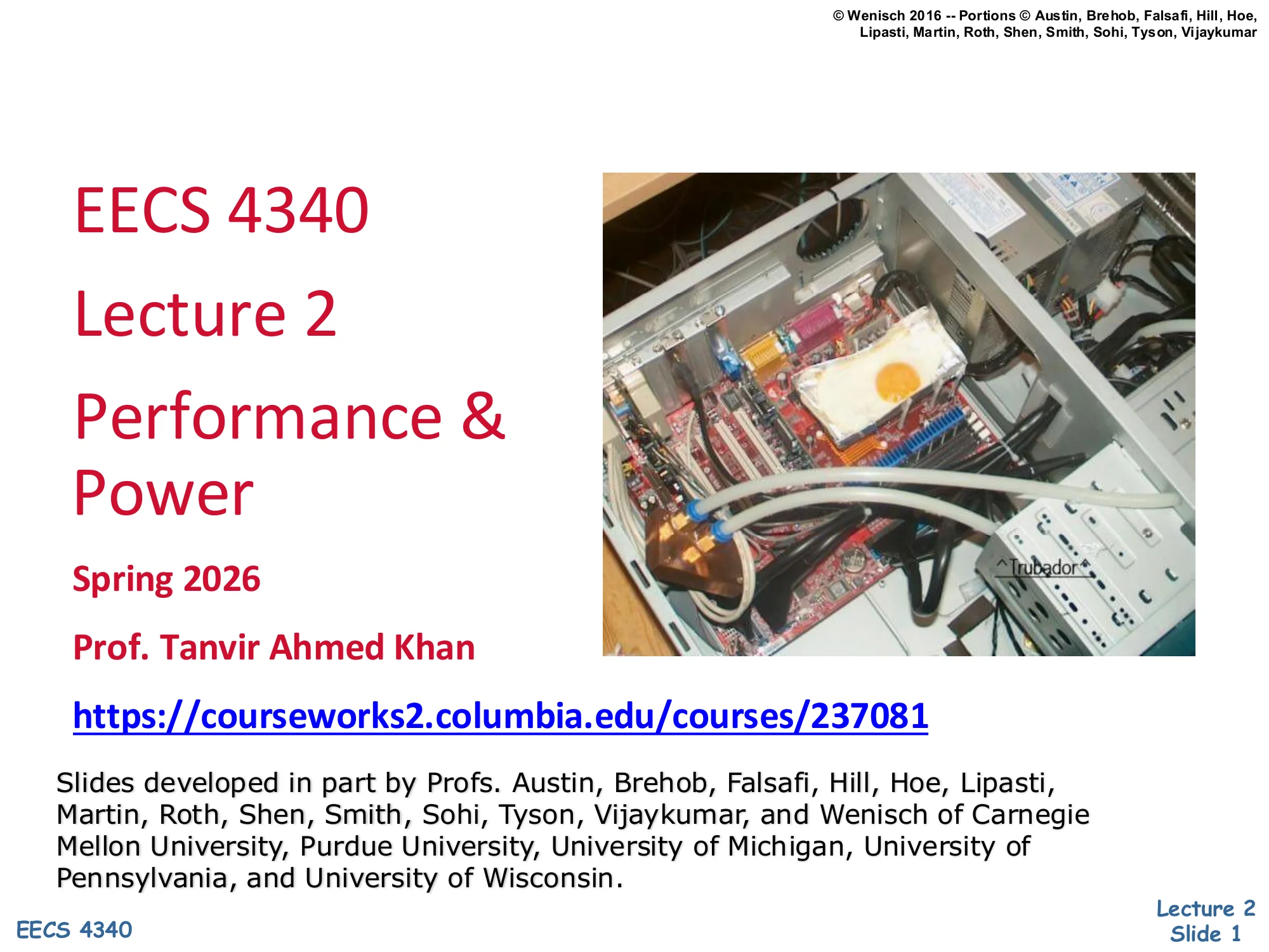 CSEE 4340 Lecture 2 — Performance & Power (slide 1)