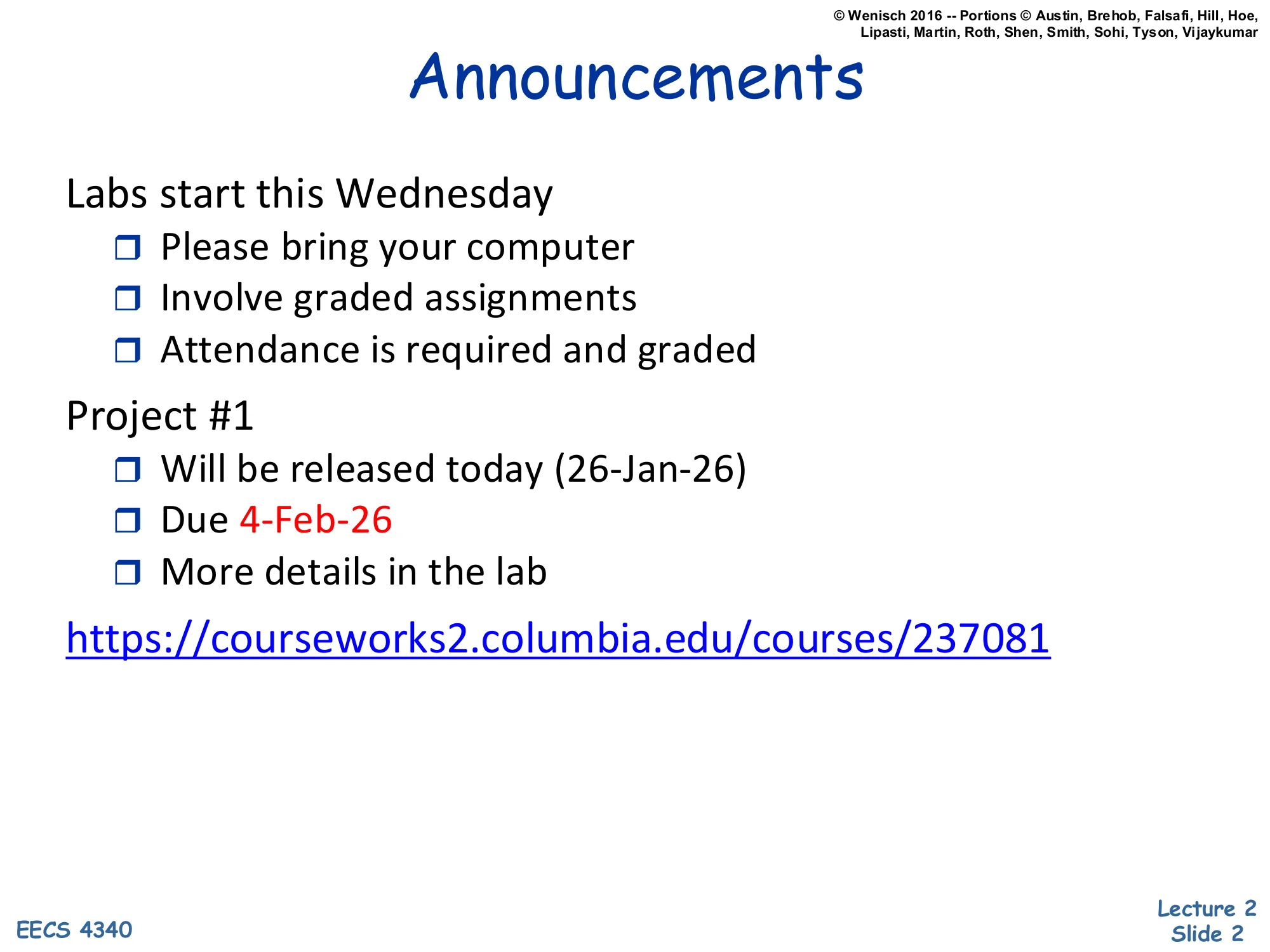 Announcements (slide 2)