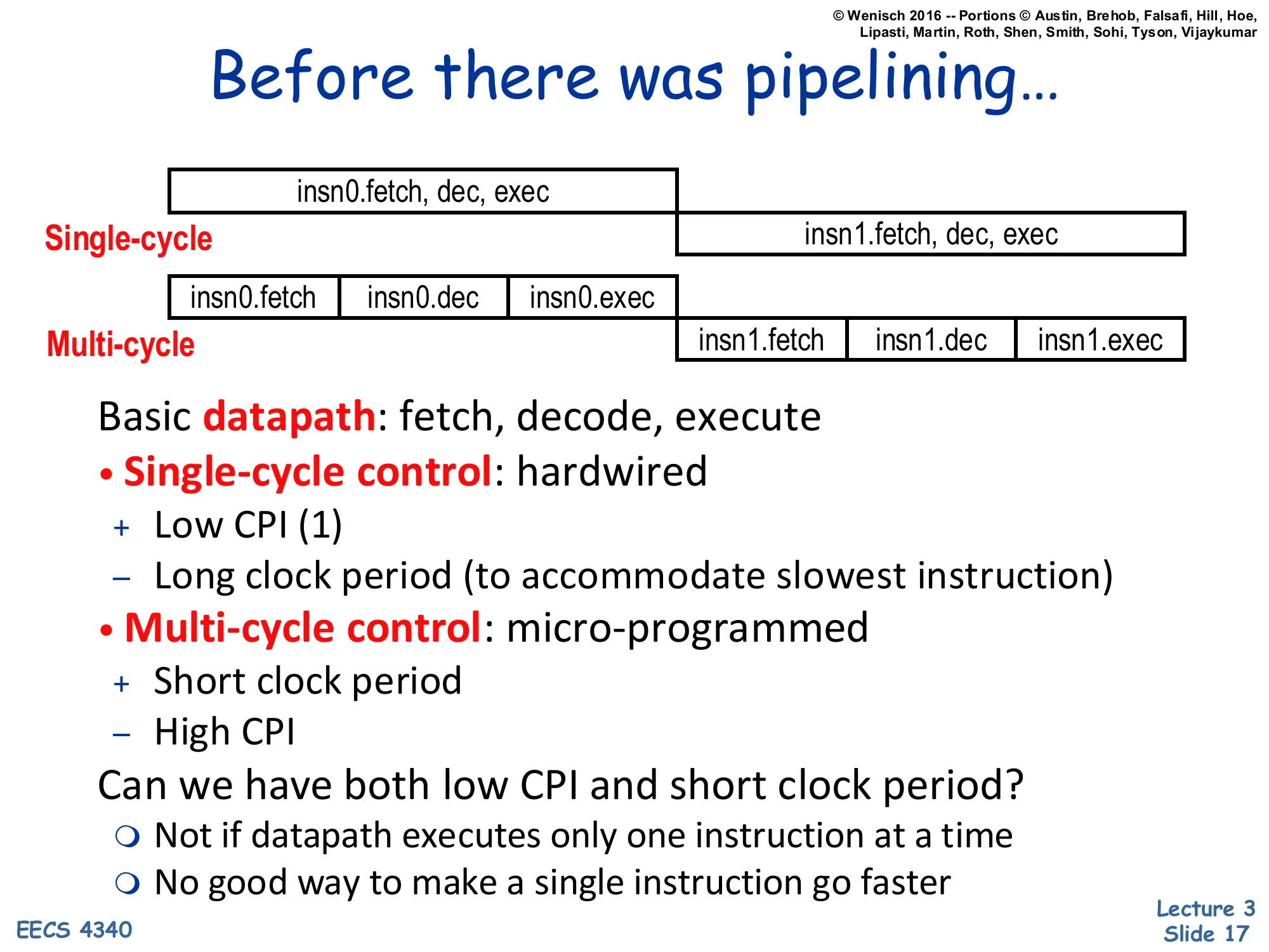 Before there was pipelining… (slide 17)