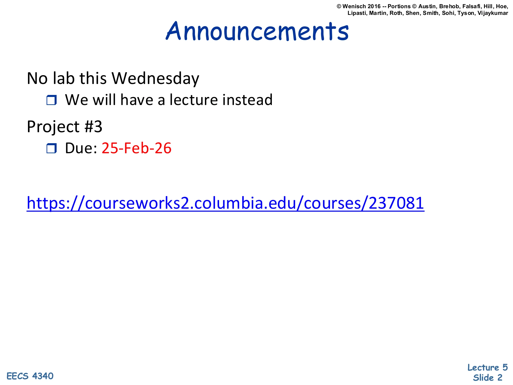 Announcements (slide 2)