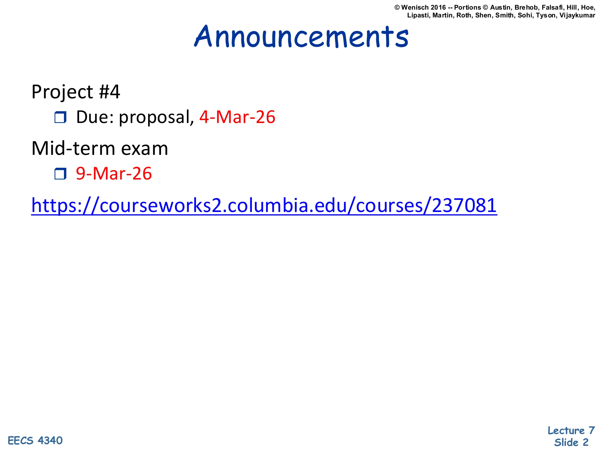 Announcements (slide 2)