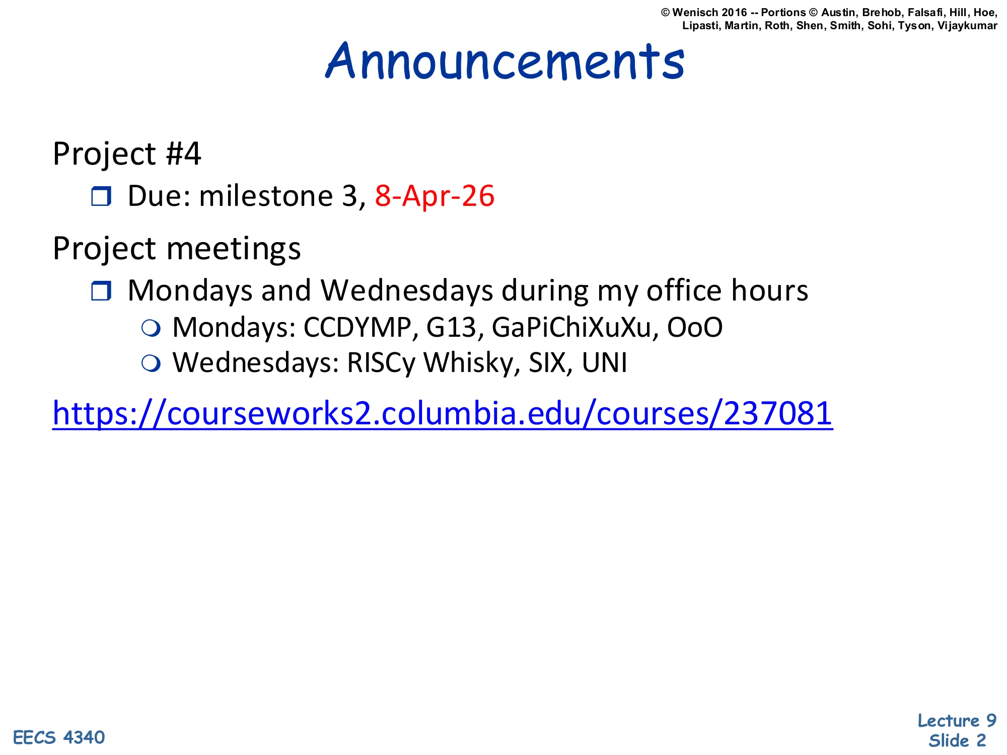 Announcements (slide 2)