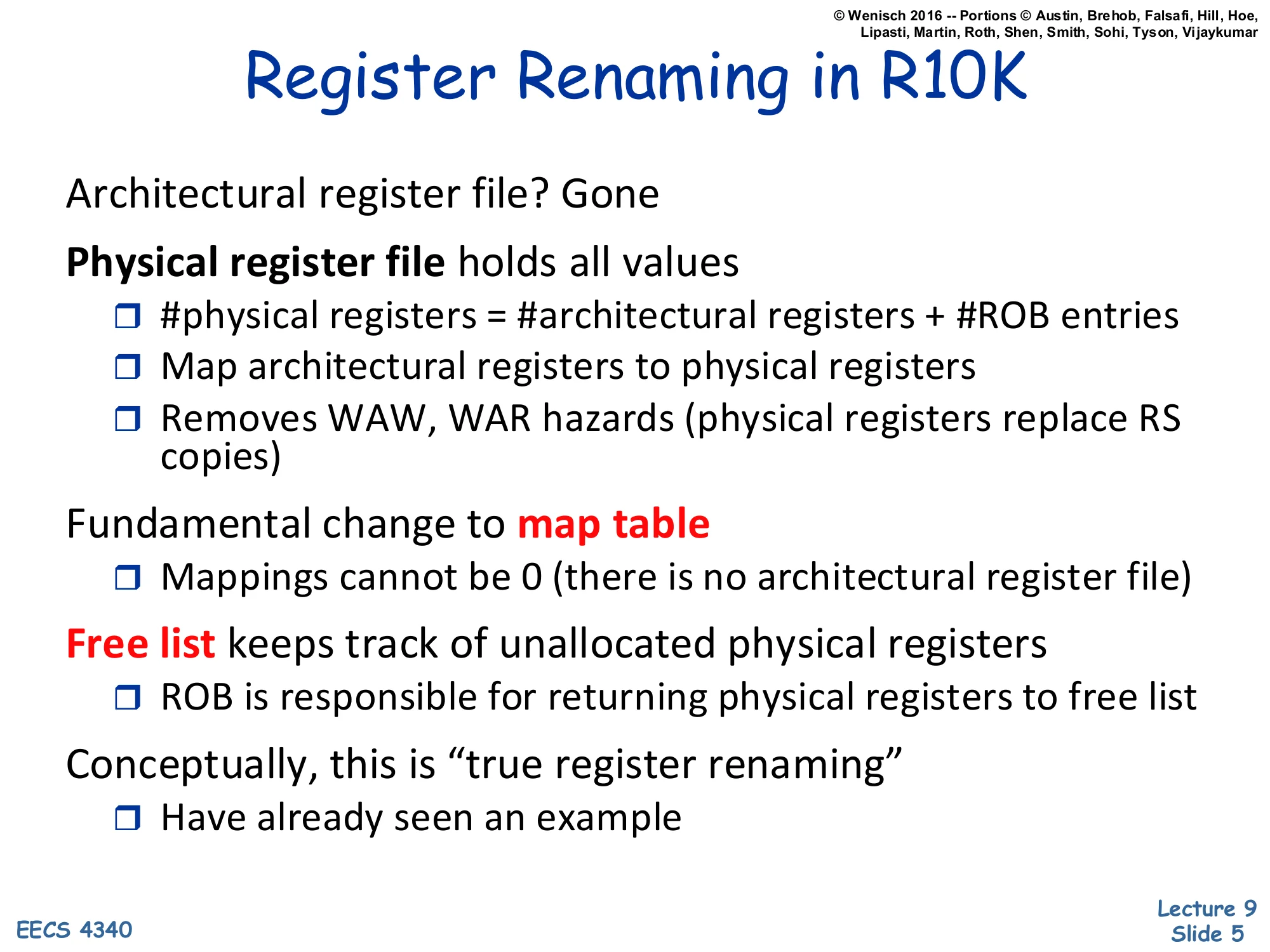 Register Renaming in R10K (slide 5)