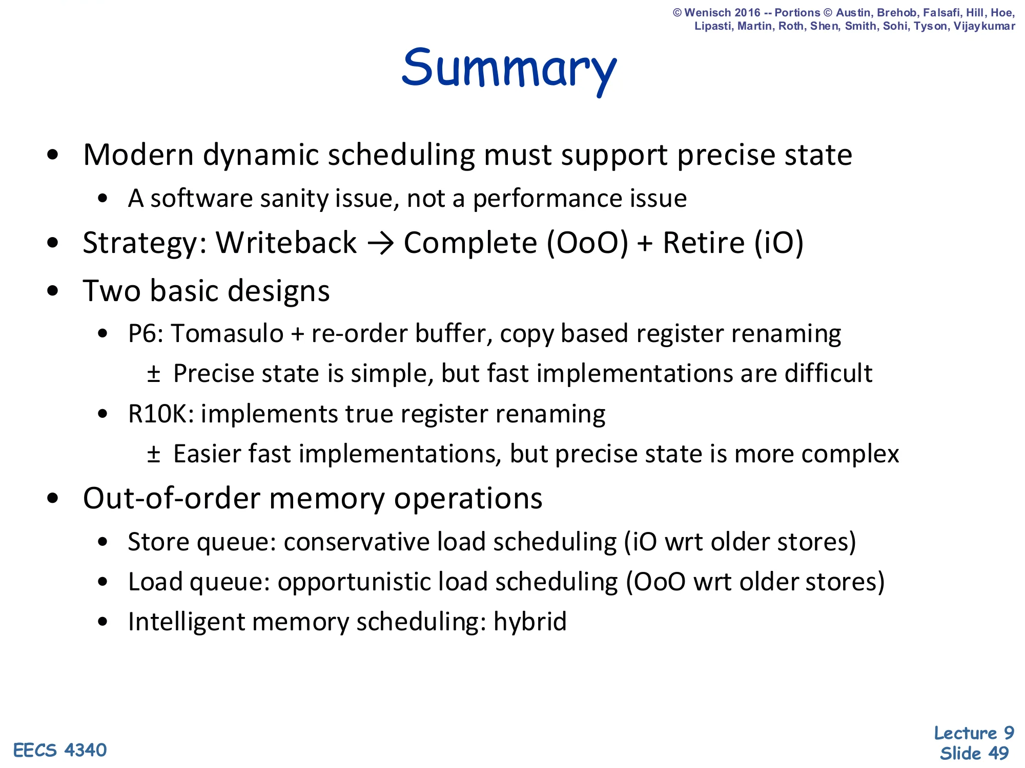 Summary (Memory Scheduling) (slide 49)