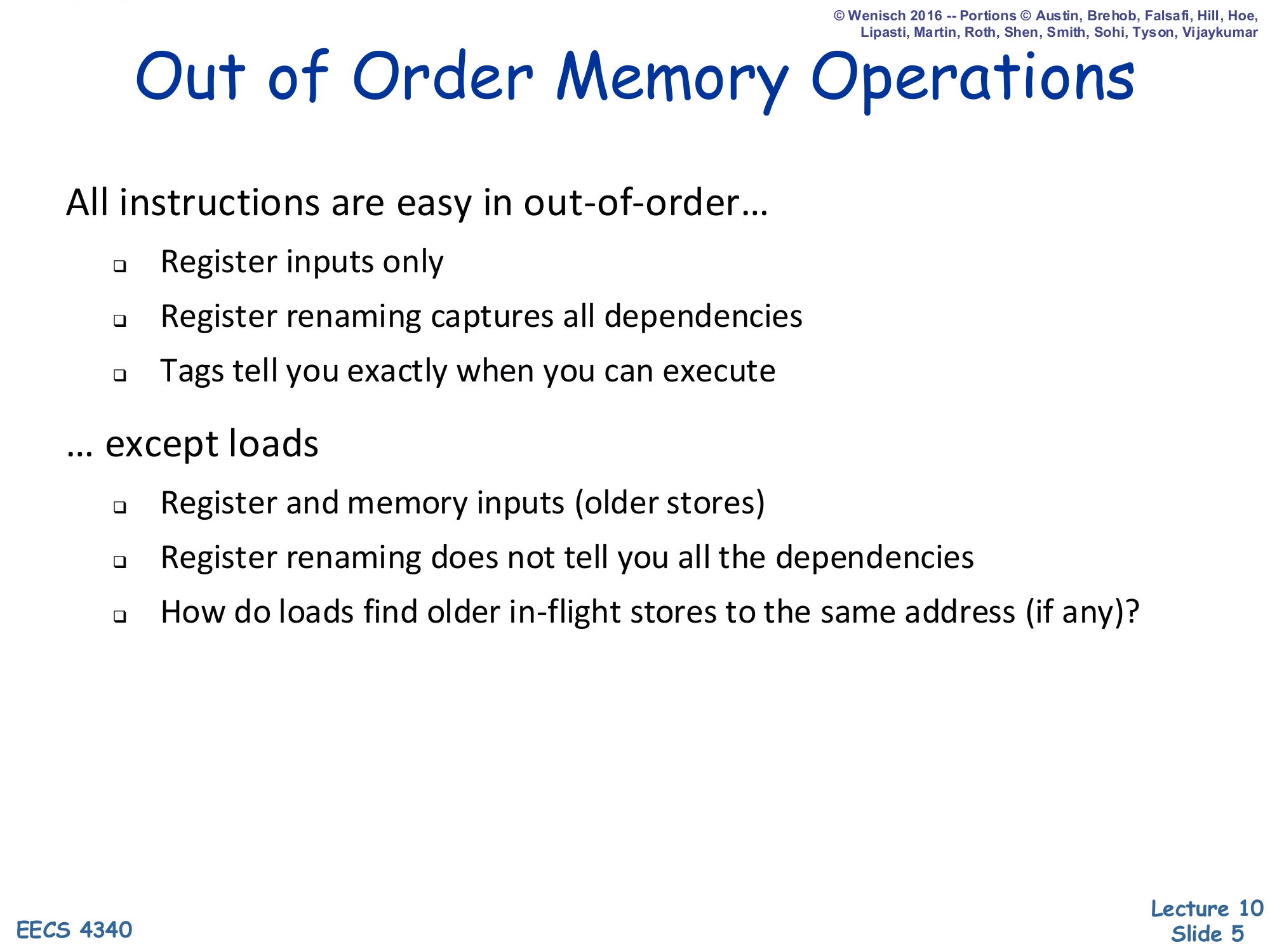 Out-of-Order Memory Operations (slide 5)