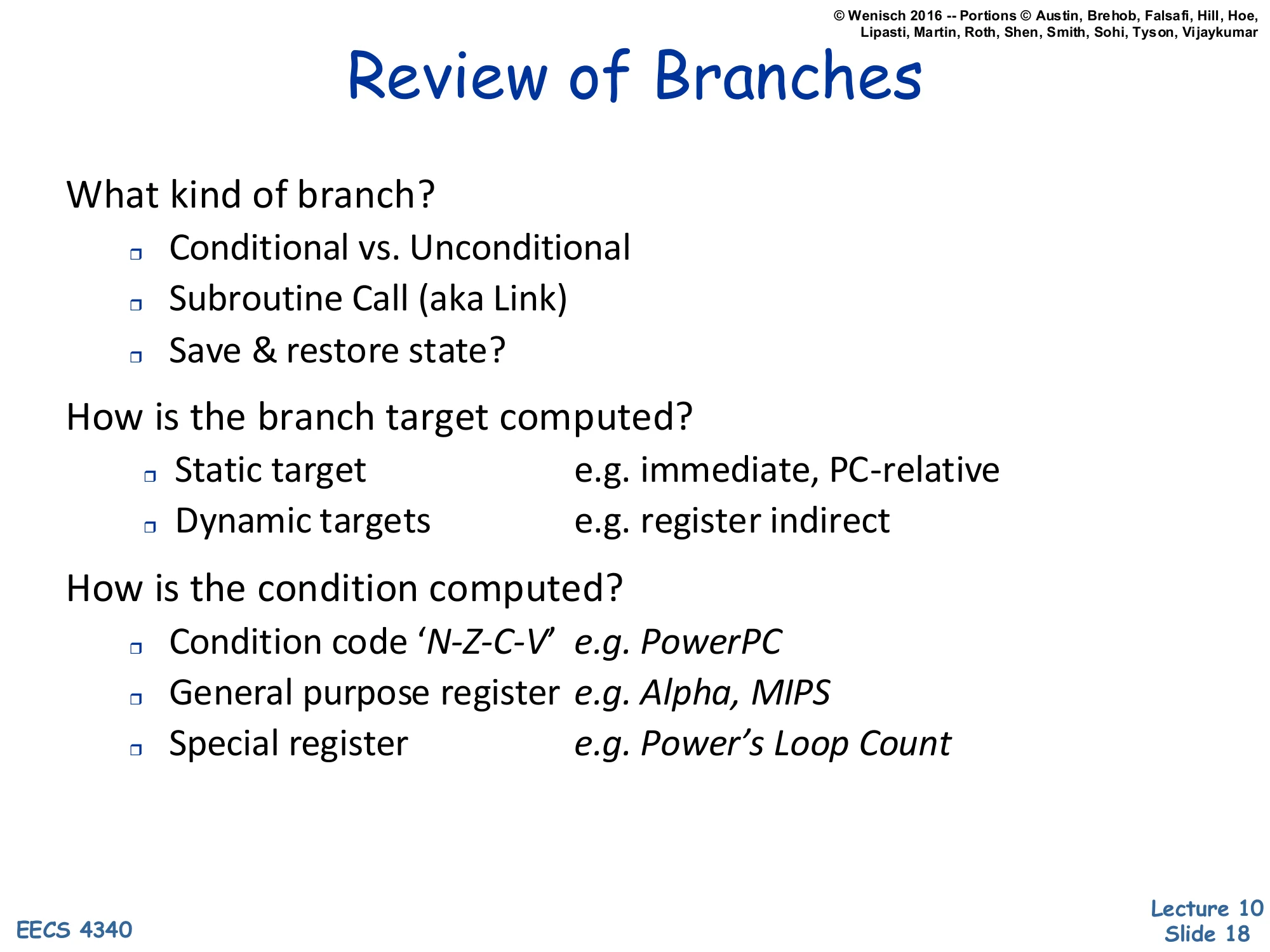 Review of Branches (slide 18)