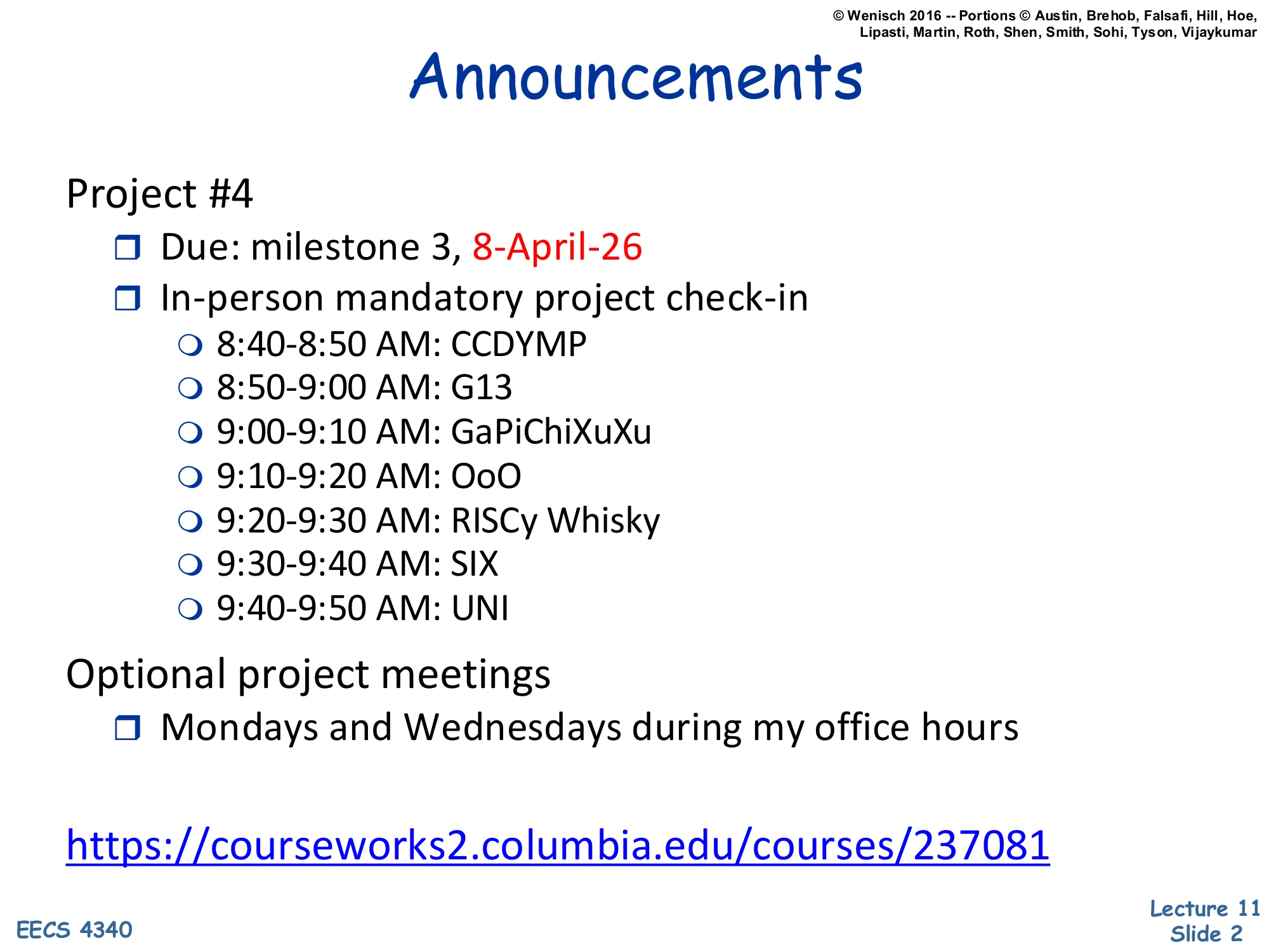 Announcements (slide 2)