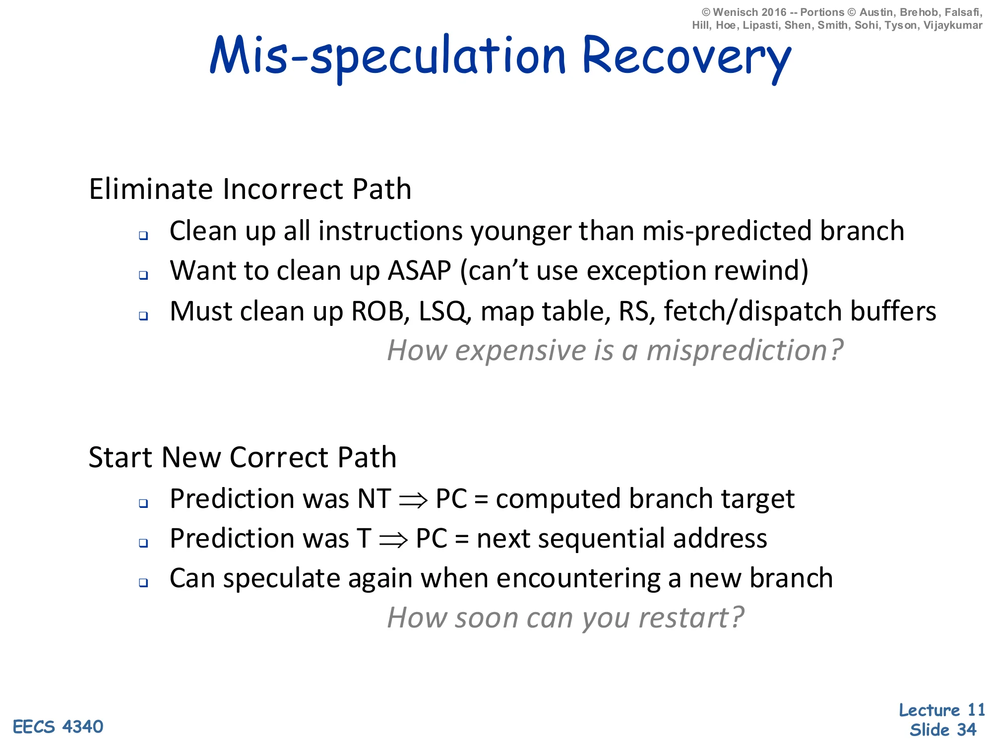 Mis-speculation Recovery (slide 34)