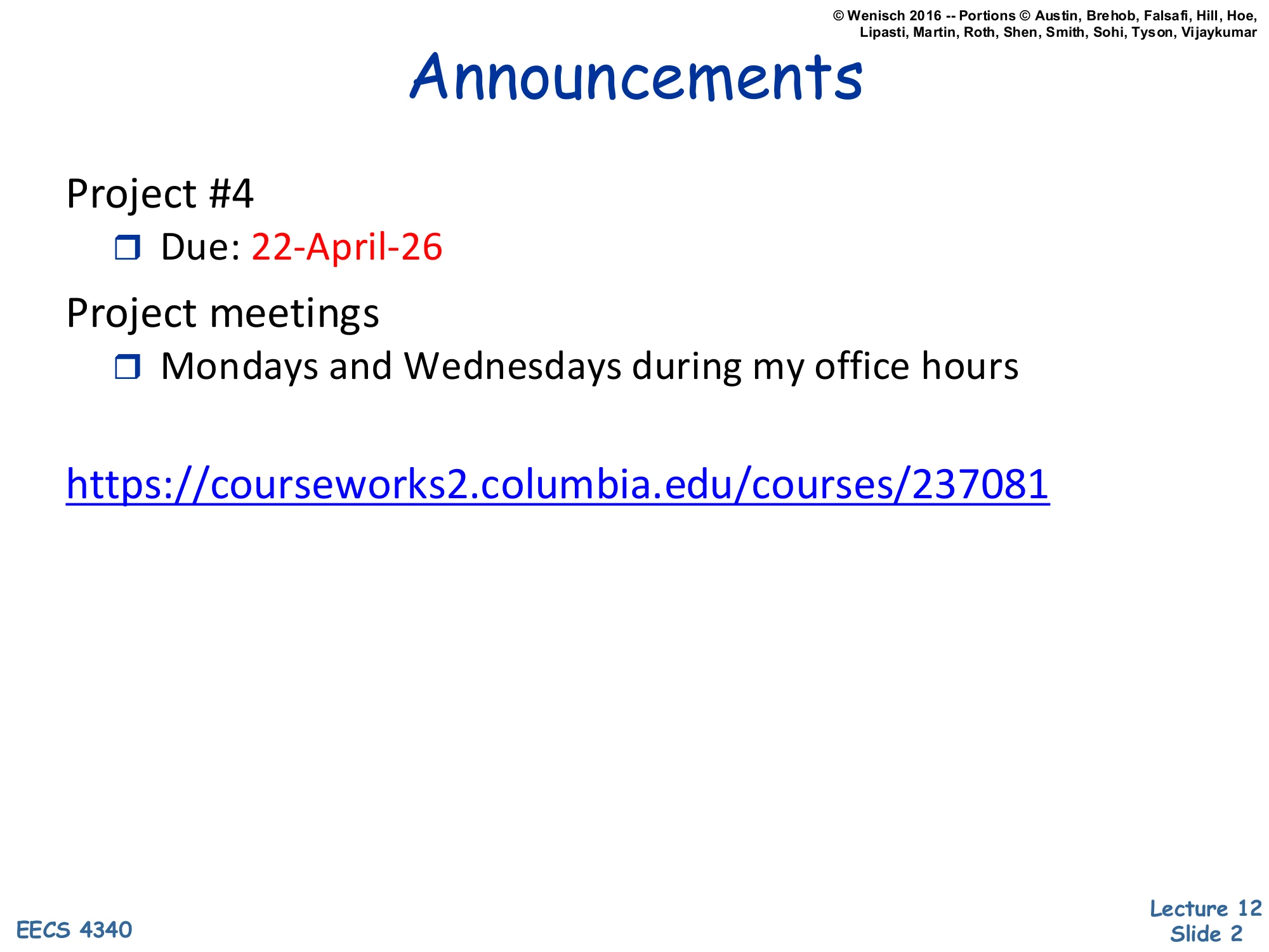 Announcements (slide 2)