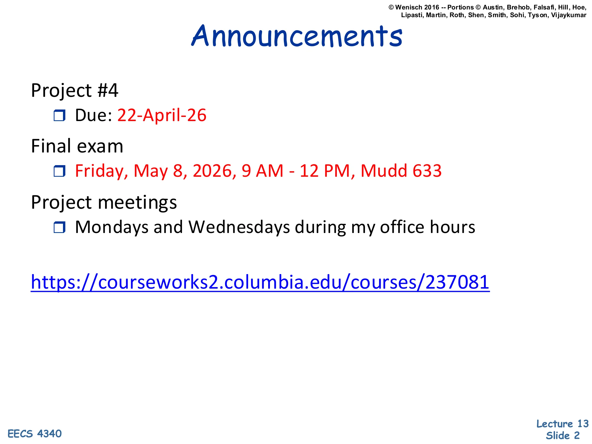 Announcements (slide 2)