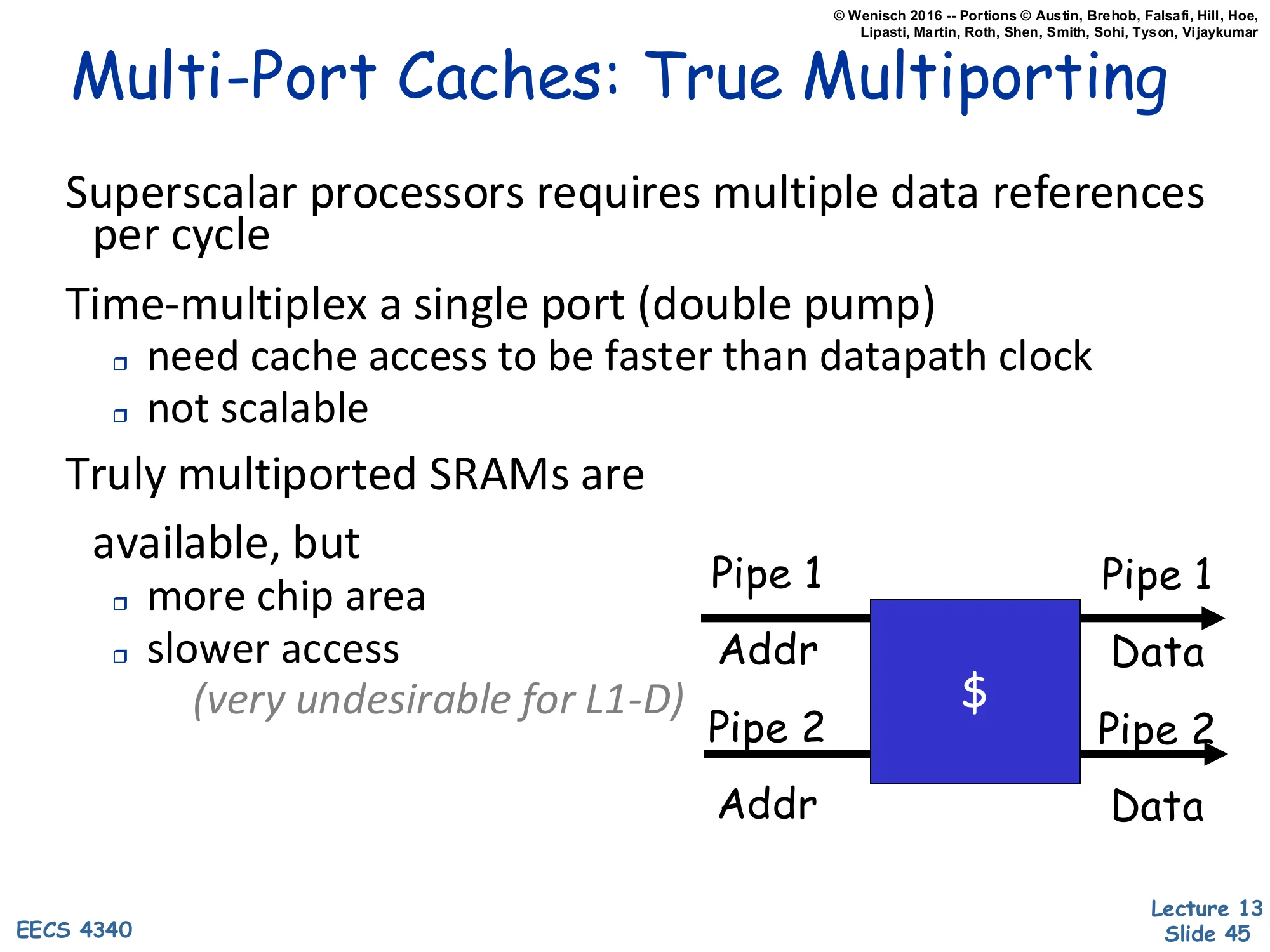 Multi-Port Caches: True Multiporting (slide 45)