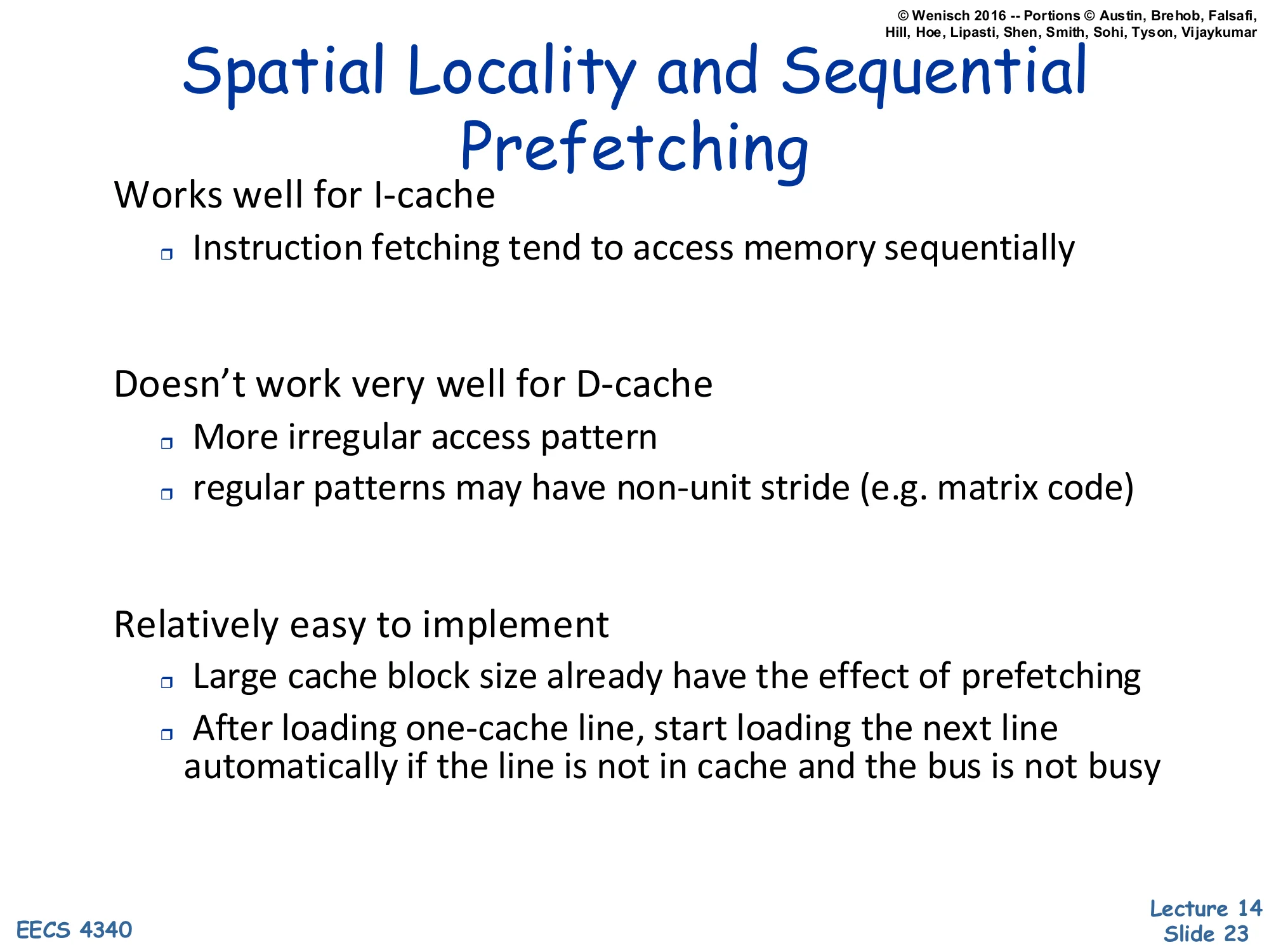 Spatial Locality and Sequential Prefetching (slide 23)