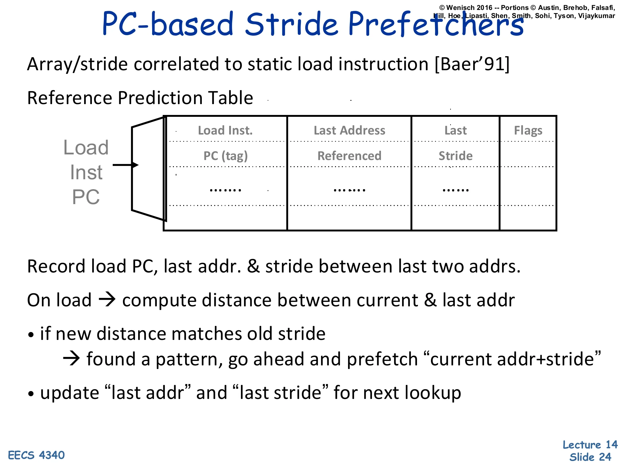 PC-based Stride Prefetchers (slide 24)