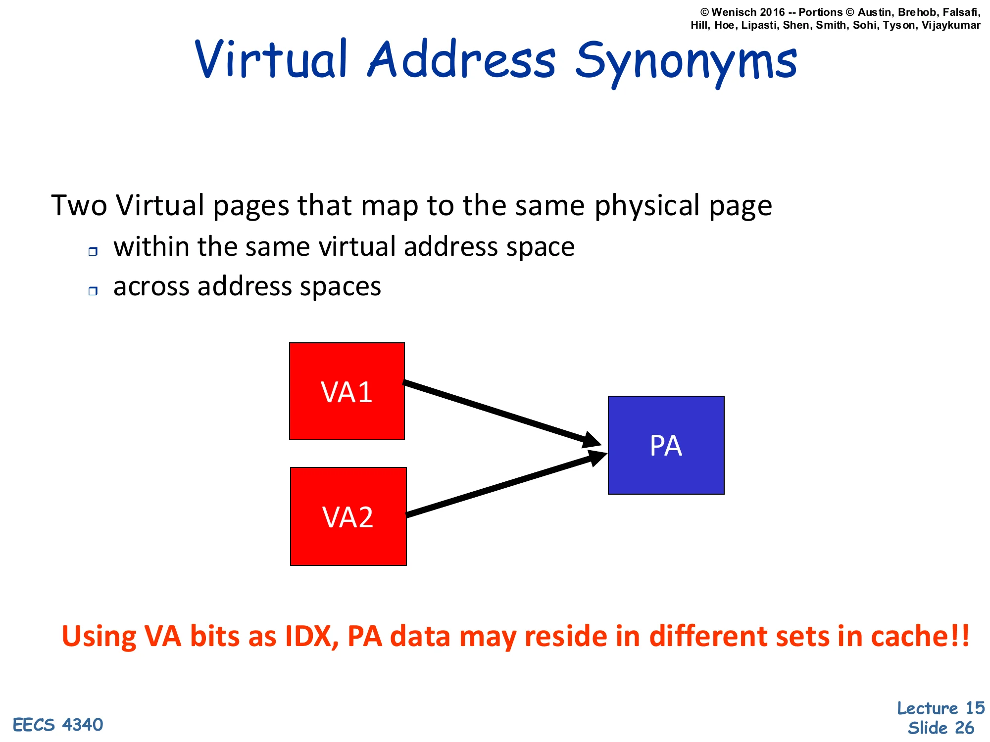 Virtual Address Synonyms (slide 26)