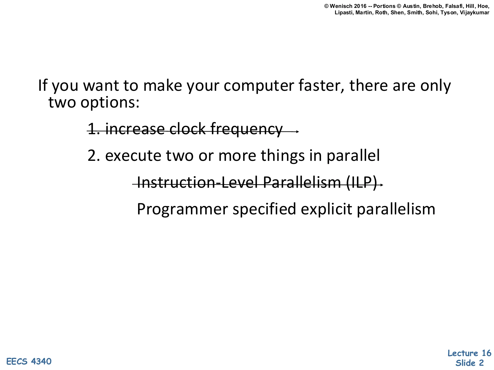 Two Options to Make Computers Faster (slide 2)