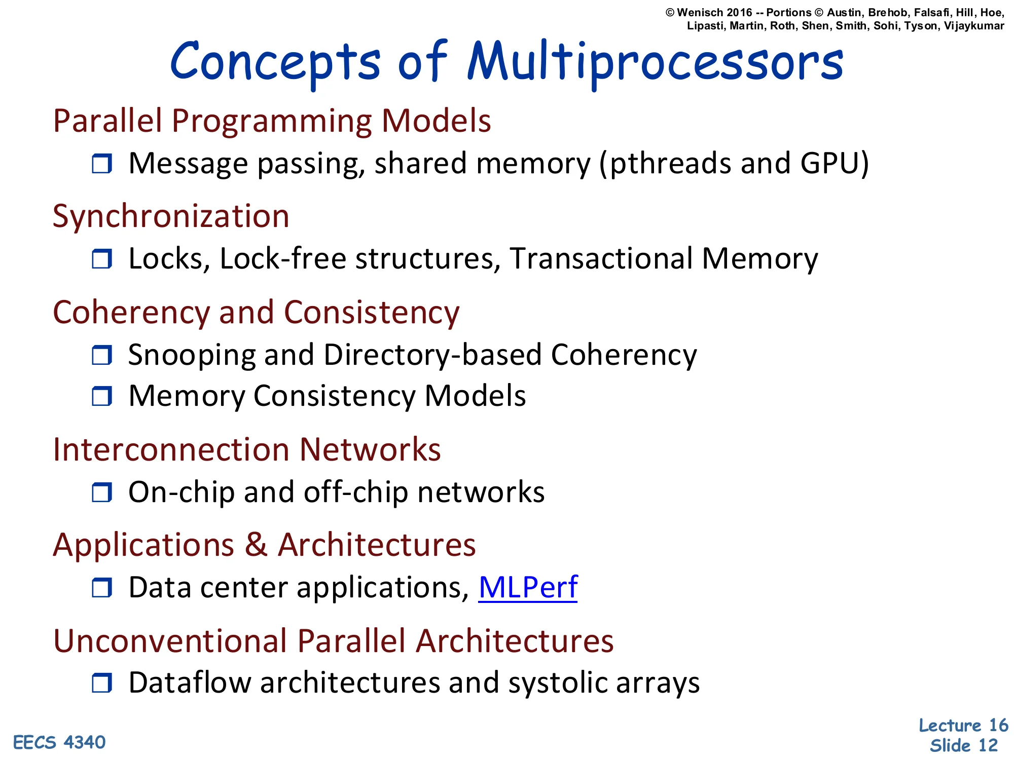 Concepts of Multiprocessors (slide 12)