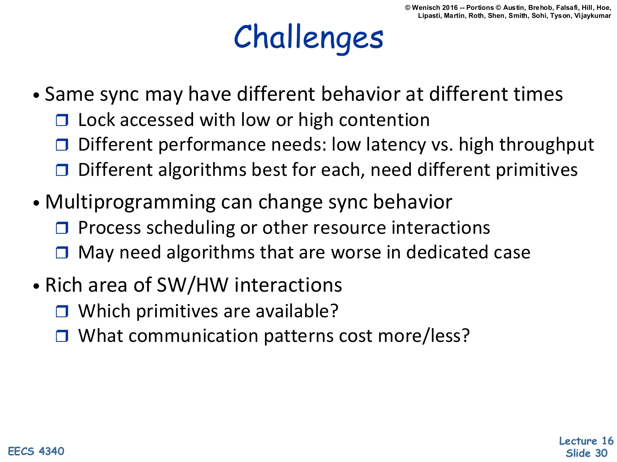 Synchronization Challenges (slide 30)